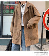 Men Trench Coat Men Mid-length 2023 New Autumn and Winter Corduroy Coat Coat Wool Design Korean Style Men Winter Coat