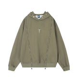 Hip Hop Punk Hoodie Sweatshirt 2023 Autumn Zipper Design Solid Color H
