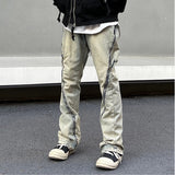 retro washed denim jean pants 2023 new casual zipper open loose straight jeans hip hop y2k pants mens jeans streetwear joggers unique joggers style 4208