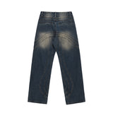 mens retro washed denim jeans loose straight pants 2023 new fashion streetwear trousers hip hop casual zipper jean pants joggers unique joggers style 2492