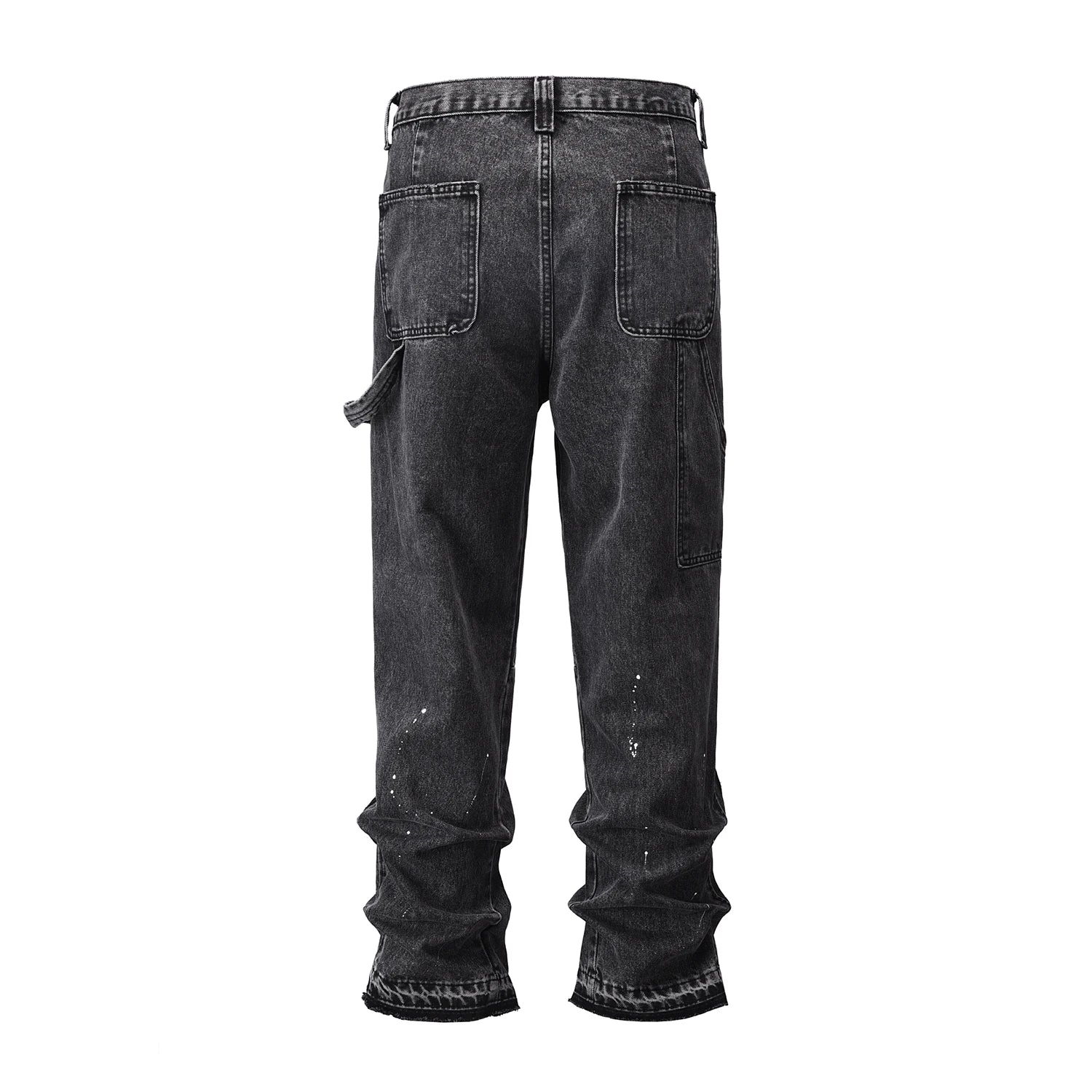 patchwork graffiti black straight denim pants mens vintage patches stitching ink splashed jeans y2k logging cargo pants for male baggy cargo bottoms