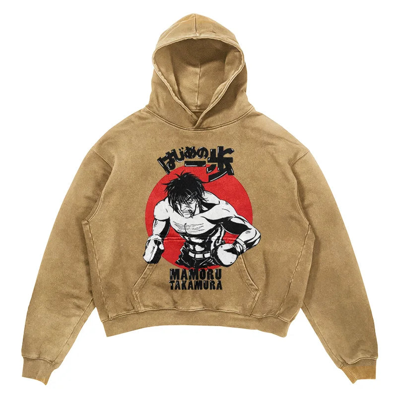 2024 Men Spring Hoodie Retro Japanese Anime Graphic Hoodies Boxer Hip