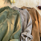 Men's Cardigan Japanese Style Solid Color Short Sleeve Shirts Turn-down Collar Casual Loose Blouses Spring Summer Male Clothing