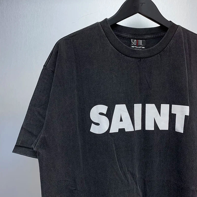 Trapwear Shirt – Vintage Wash Black Saint T Shirts Men Woman Best Quality Two – Urban Streetwear for Men & Women