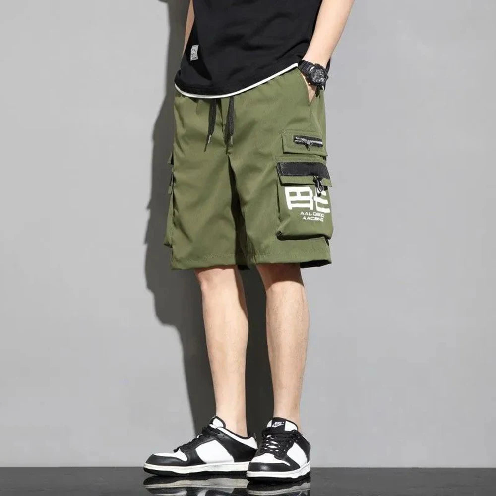2024 summer fashion high street thin overalls mens shorts casual loose large size quarter pants high quality wide leg pants unique shorts style 3383
