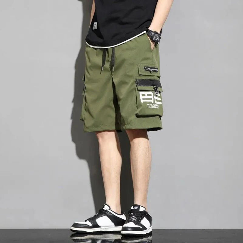 2024 summer fashion high street thin overalls mens shorts casual loose large size quarter pants high quality wide leg pants unique shorts style 3383