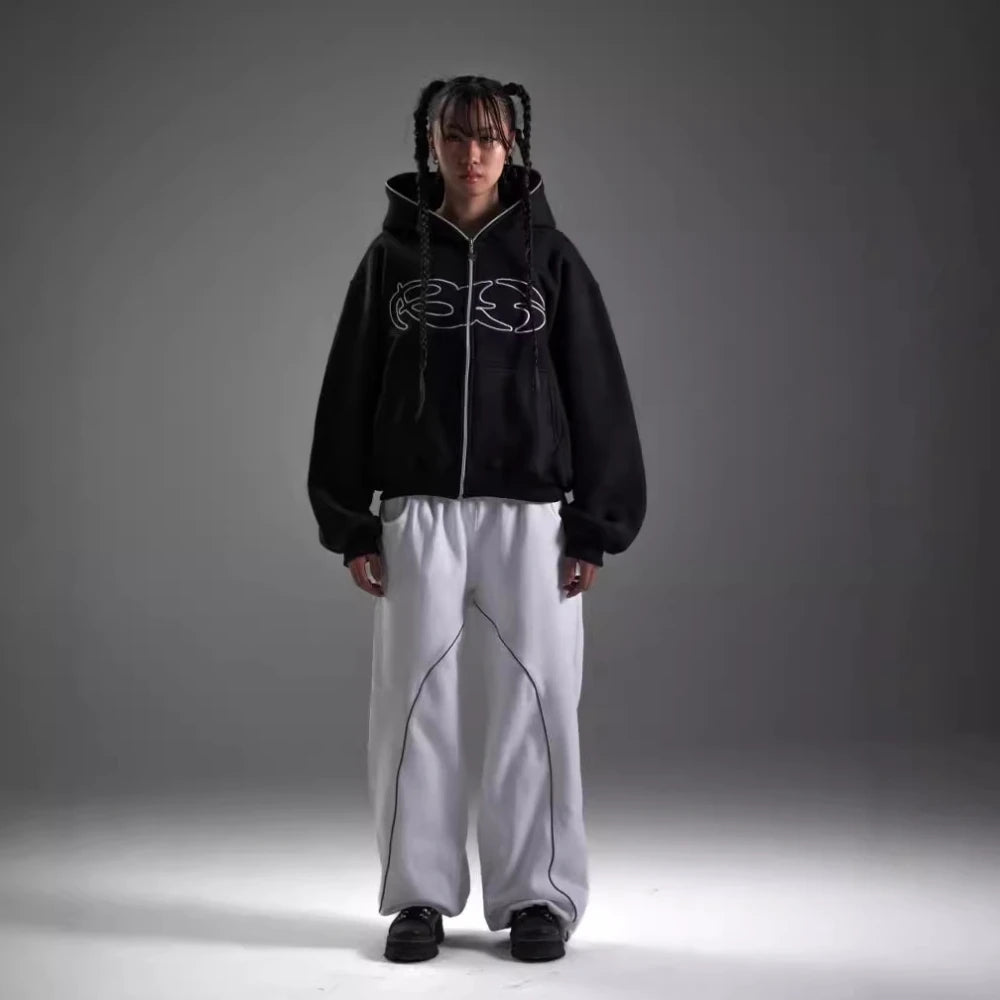 Y2k Winter Long Sleeved Hoodie Sweatshirt Oversized Winter Clothes Streetwear Y2k Vintage Punk Graffiti Print
