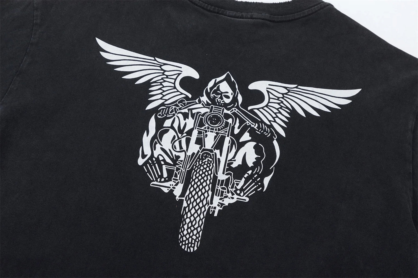 Vintage Retro Washed Distressed High-Street Printing T-Shirt Tops