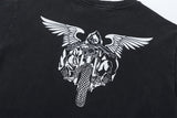 Vintage Retro Washed Distressed High-Street Printing T-Shirt Tops