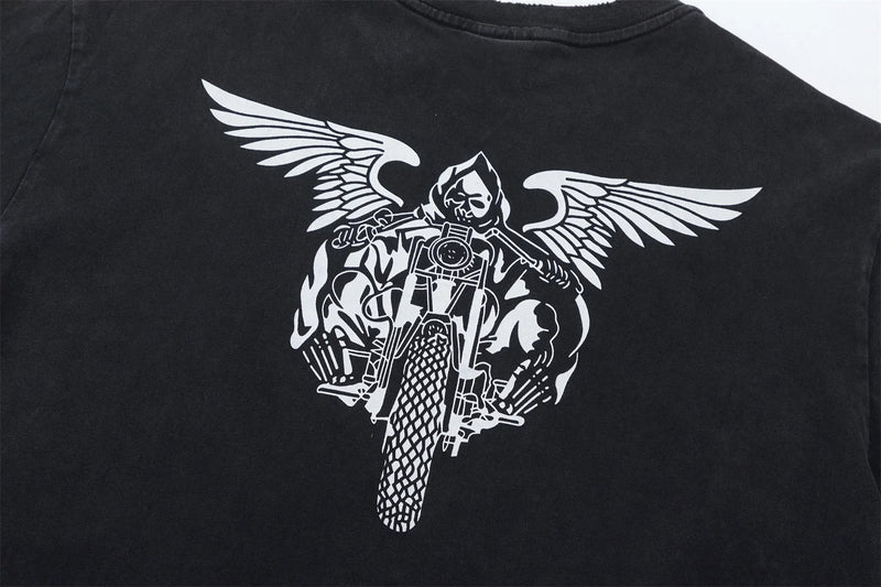 Vintage Retro Washed Distressed High-Street Printing T-Shirt Tops