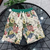 new flowers design summer running shorts drawstring loose dry gym sports short casual beach pants workout fitness sweatpants unique joggers style 1455