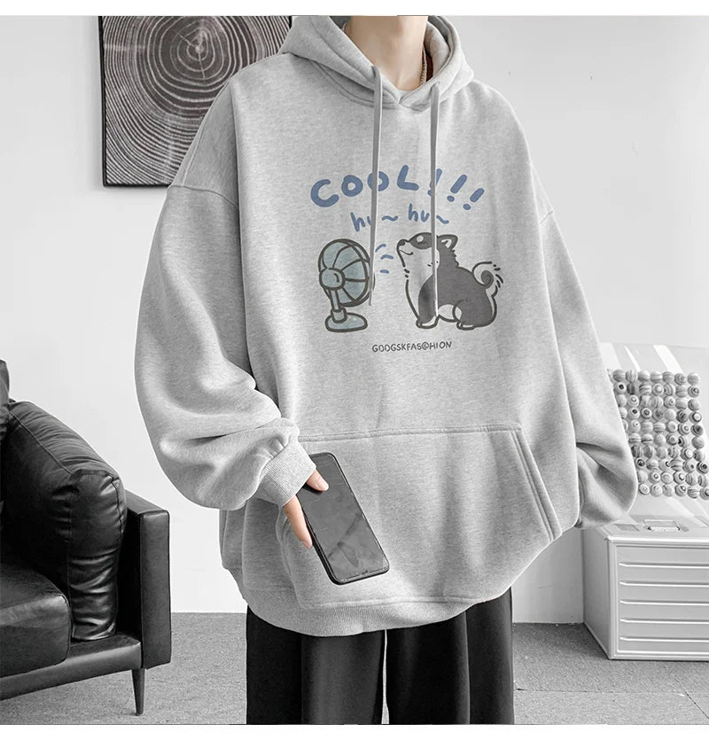 Cool Cartoon Cat Graphic Print Hoodies For Men Y2K Streetwear Clothes