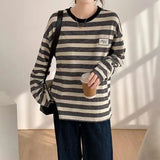 Y2k Vintage print – Design Niche Slit Striped Bottoming Shirt Women Autumn And W
