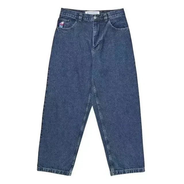 harajuku polar big boy baggy jeans y2k gothic pants graphic embroidery japanese streetwear jeans vintage mens wide trousers unique jeans style 254