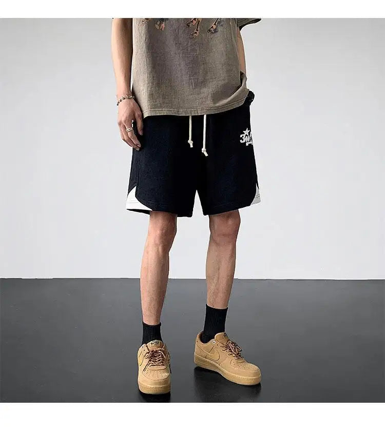 Korean fake two-piece sports basketball shorts men summer American fashion