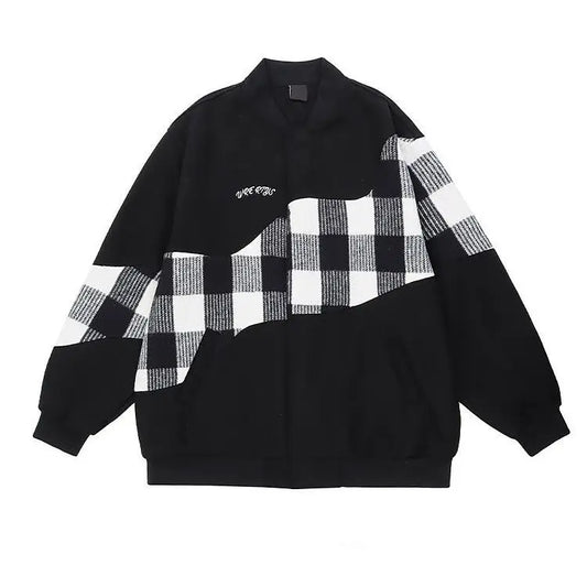 American Retro Jacket Mens Autumn Hong Kong Style Design Color Blocked