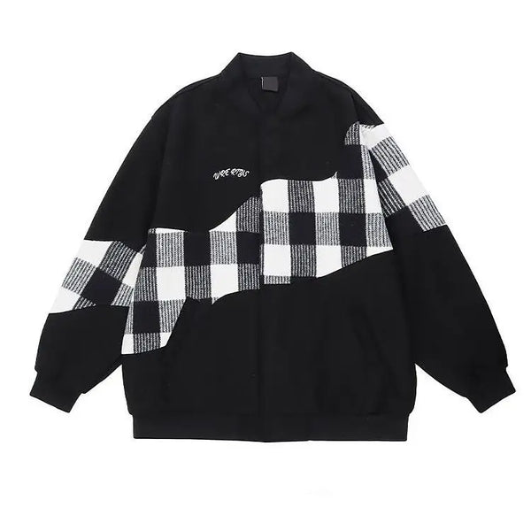 American Retro Jacket Mens Autumn Hong Kong Style Design Color Blocked