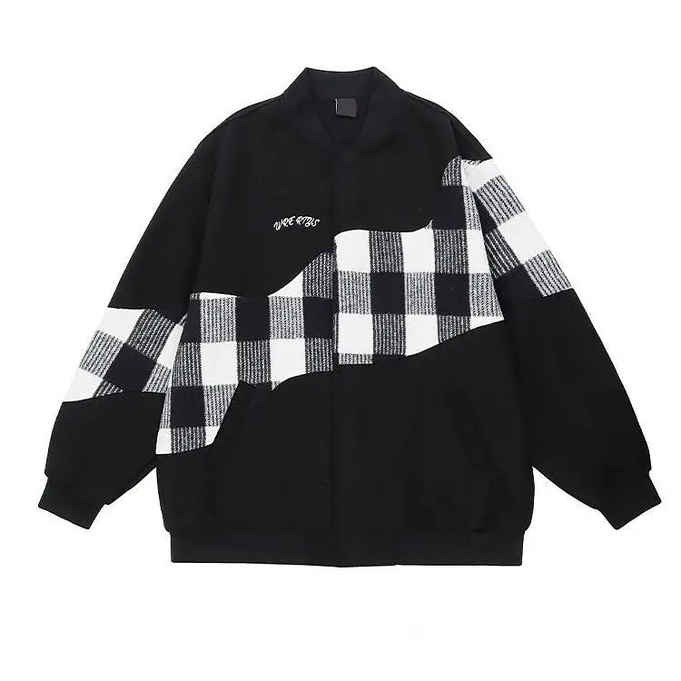 American Retro Jacket Mens Autumn Hong Kong Style Design Color Blocked