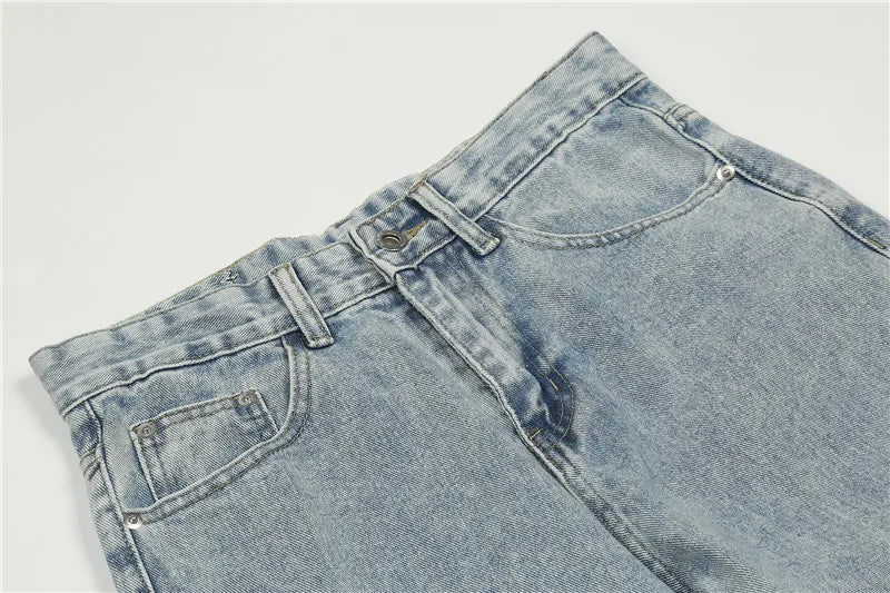 fashion back letters embroidery denim jeans mens casual zipper straight harajuku jean trouser hip hop streetwear pants joggers unique joggers style 5474