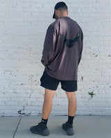 Y2k Tribal flame – Kanye White Pigeon Washed Old Vintage Loose Sleeve Round Nec