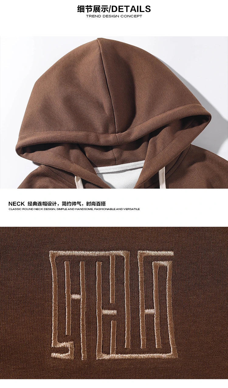 Spring Autumn New Mens Hoodies Embroidered Patterns Loose Fashion Kore