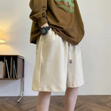 summer mens letter appliques waffle shorts baggy running wide leg casual short pants solid drawstring gym straight y2k shorts unique shorts style 3506