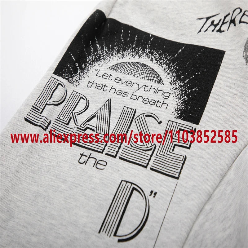 2024 American Heavyweight Vintage Men's Shorts With Letter Print Drawstring Loose Casual High Street High Quality