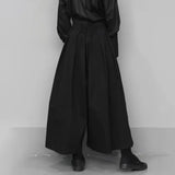 trendy gothic loose casual culottes mens japanese wide leg pants new oversize design streetwear dark black trousers male clothes clean everyday pants