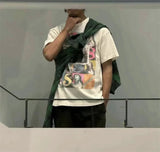 Y2K streetwear top featuring vintage retro series veges print high street worn streetwear cotton quality casual loose short sleeve tops t shirt