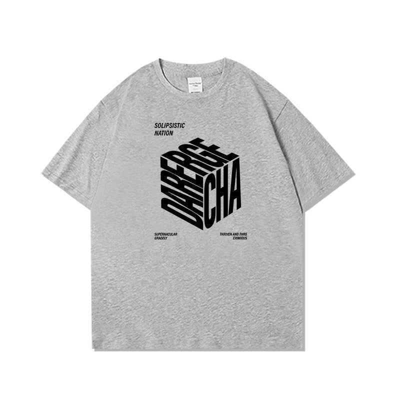 Cyberpunk Crying character – Summer High Street Cube Letter Printed T Shirt Men Casual Lo
