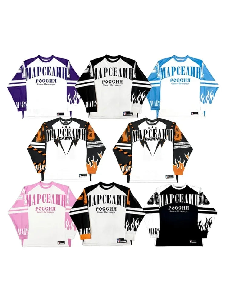 Gothic Vintage print – Hip Hop Loose Casual Baseball Harajuku Sprots Long Sleeves T