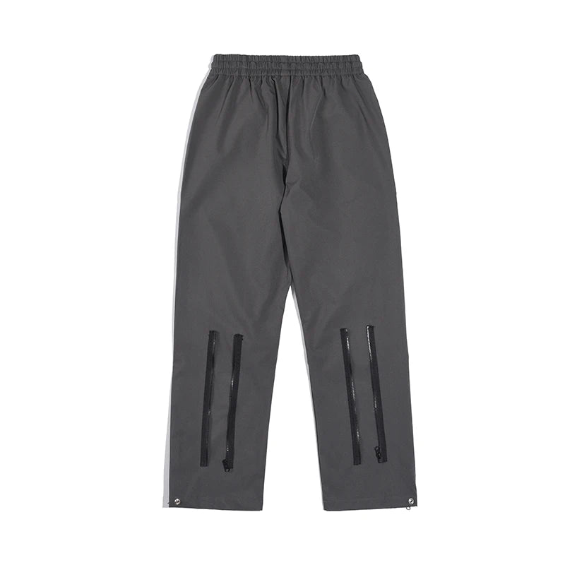 retro hip hop drawstring back zipper breathable casual trousers mens straight solid color vibe style oversized track pants unique default style 428