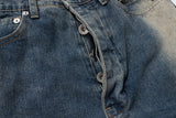 Ro Style Gradient Blue Horn Stacked Floor Dragging Jeans Unisex Streetwear Baggy Y2K Ribbons Zipper Denim Trousers Oversized