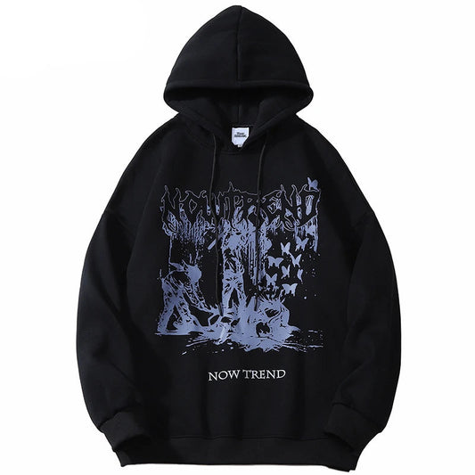 Streetwear Sweatshirt Hip Hop Hoodie Butterfly Print Hooded Pullover 2