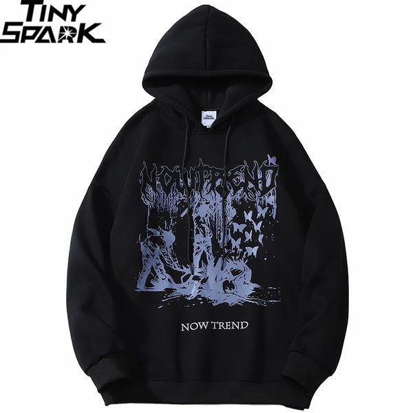 Streetwear Sweatshirt Hip Hop Hoodie Butterfly Print Hooded Pullover 2