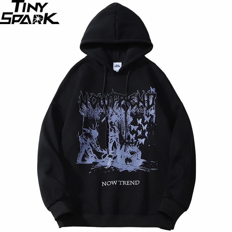 Streetwear Sweatshirt Hip Hop Hoodie Butterfly Print Hooded Pullover 2