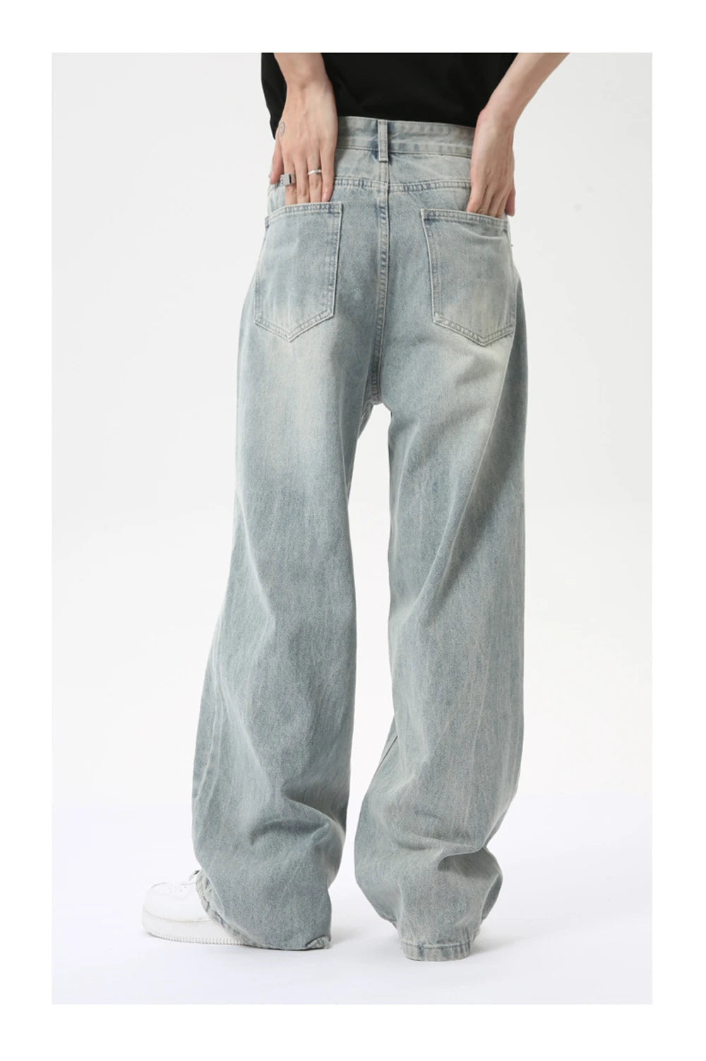 vintage baggy jeans mens streetwear hip hop loose blue denim pants hi street luxury designer jeans trousers man unique jeans style 4486