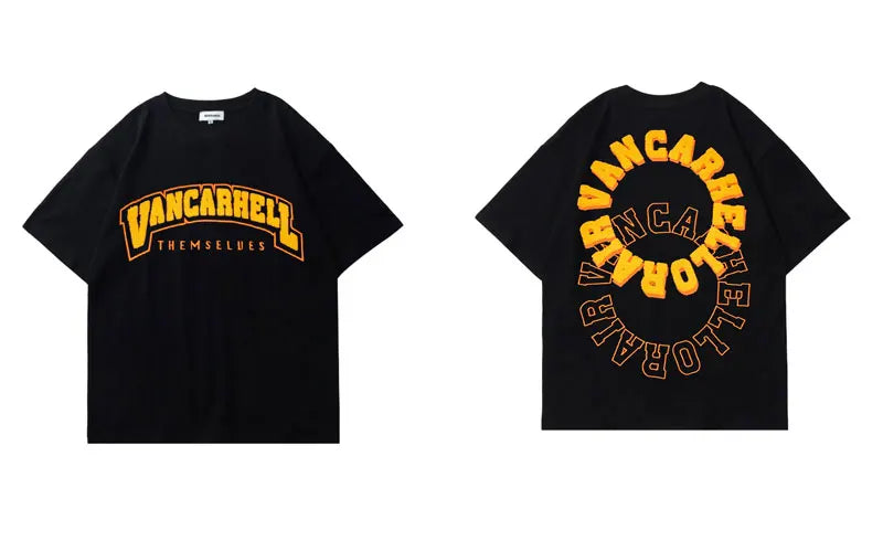 Vaporwave Aesthetic print tee – Mens Tshirt Streetwear Hip Hop Embroidery Letters Cotton Loo