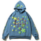 High Street Letter Foam Stars Print Mens And Womens Fleece Hoodie Retr