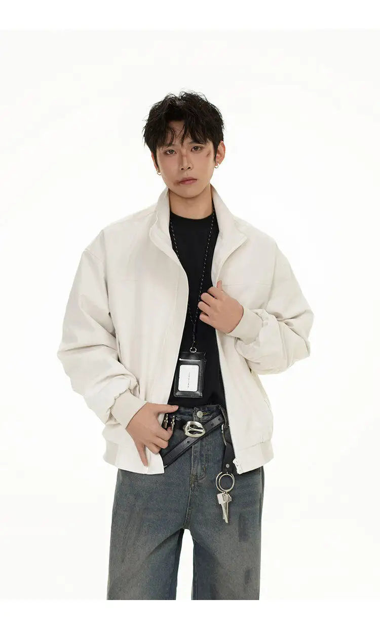 leather varsity jacket, layered style, men's streetwear fashion, trendy oversized fit, urban techwear design, modern hip hop 