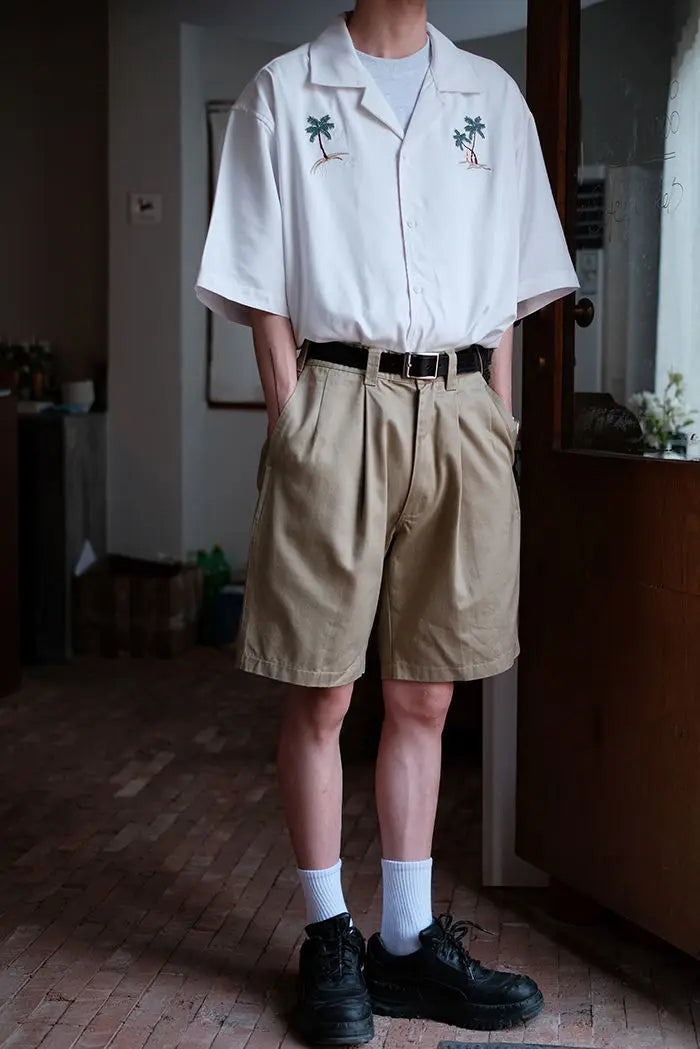 Summer Japanese loose shirt men s coconut tree national trend uban collar ins beach shirt retro trendy brand top shirts for men