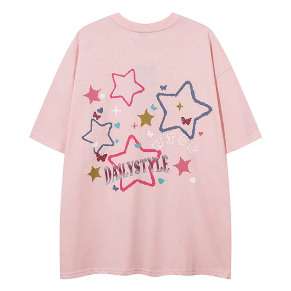 Sadcore Oversized shirt – Men Short Sleeve T Shirts Fun Comic Cartoon Print Tshirt Jap