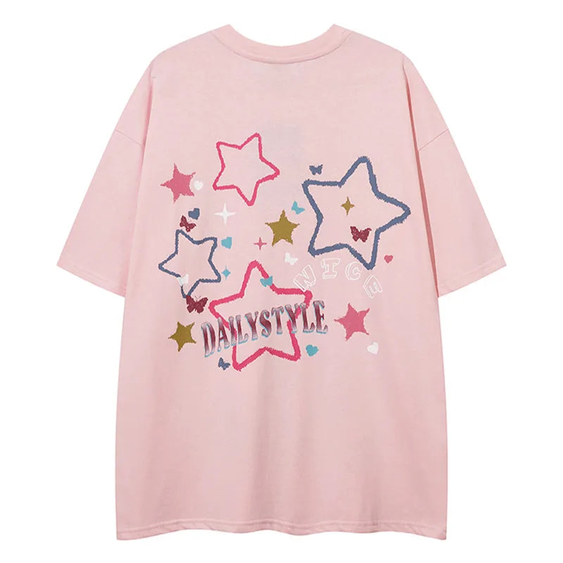 Sadcore Oversized shirt – Men Short Sleeve T Shirts Fun Comic Cartoon Print Tshirt Jap