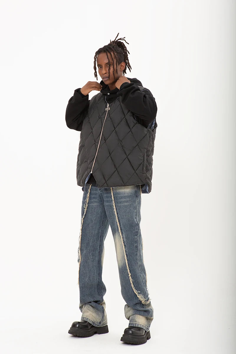 hip hop loose jacket vest unisex casual cotton padded vests mens harajuku streetwear printed sleveless warm reversible coat n - variant style cd5fe8 for streetwear fashion