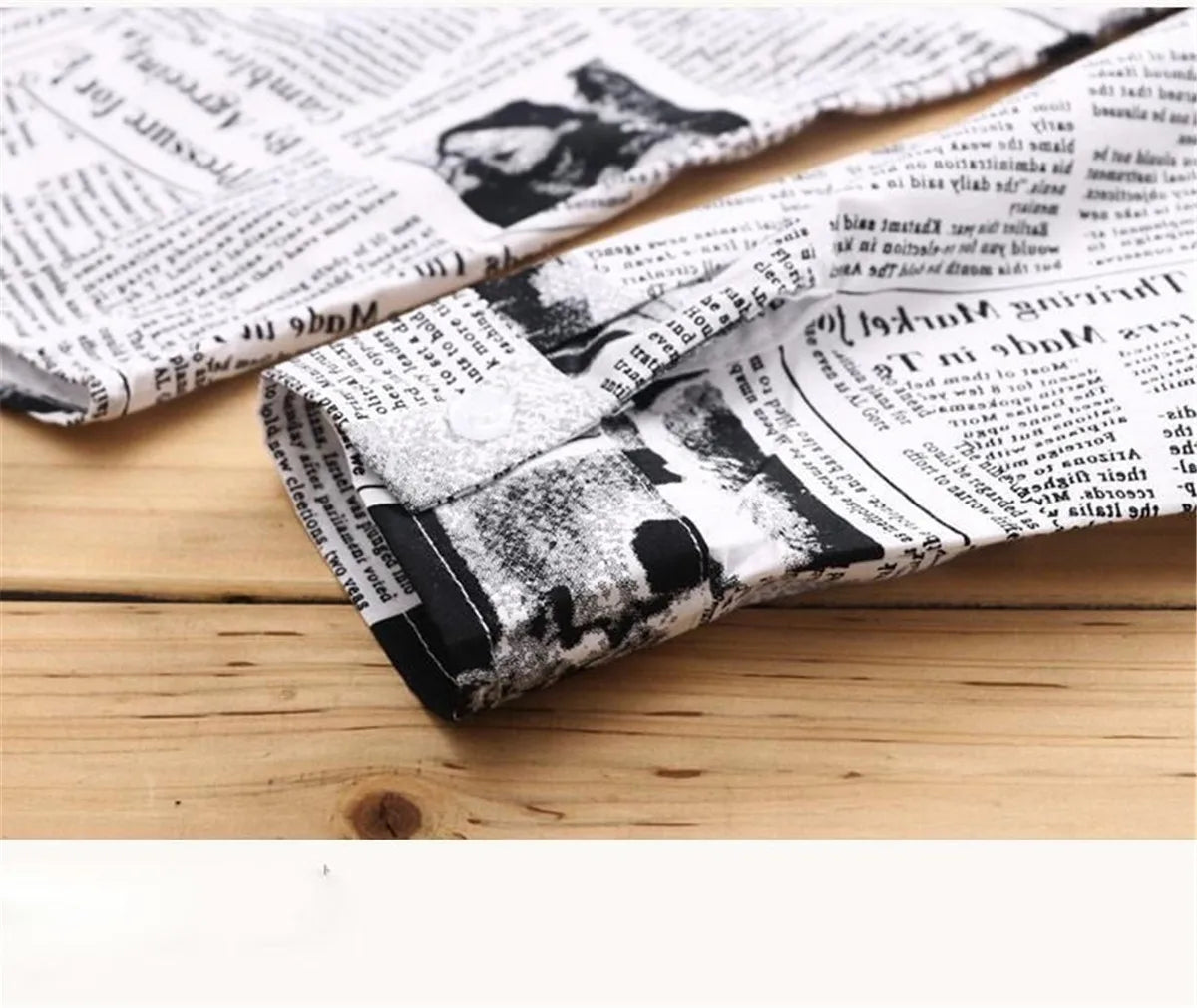Cool Newspaper Print Shirt Men Gothic Oversize Shirts Japan Funny Shirts Long Sleeve Loose INS Tops Summer Punk Harajuku Shirt