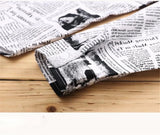 Cool Newspaper Print Shirt Men Gothic Oversize Shirts Japan Funny Shirts Long Sleeve Loose INS Tops Summer Punk Harajuku Shirt