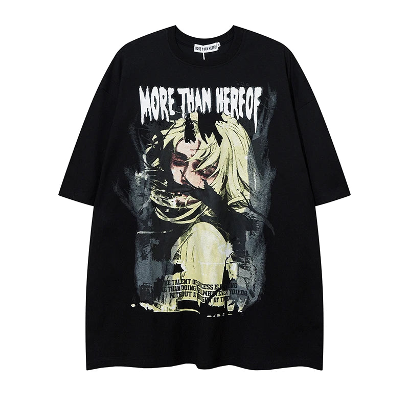 Vaporwave Aesthetic print tee – Aolamegs Men Oversized T Shirts Anime Cartoon Character Grap