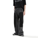 hip hop graffiti black wide leg jeans mens vintage distressed patches ink splashed jeans y2k logging cargo denim trousers women military streetwear pants