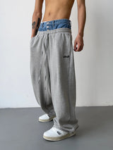 hip hop straight pants spliced button jean elastic waist pants loose trousers unisex casual drewstring sportwear pants joggers unique joggers style 146
