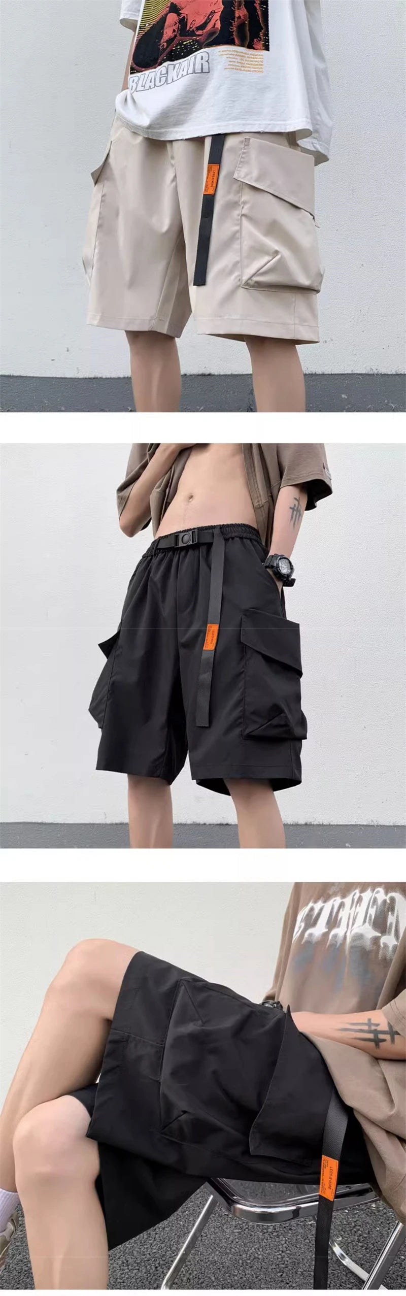 american functional cargo shorts for men 2024 summer multi pockets baggy gym short pants y2k streetwear bermuda shorts hombre unique cargo style 391